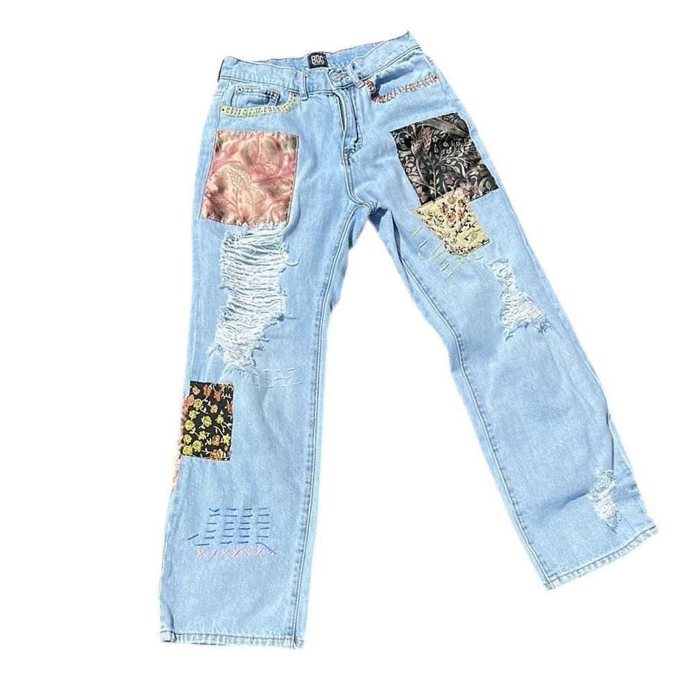 BDG Patchwork Light Blue Cowboy Jeans 26 Festival Rodeo